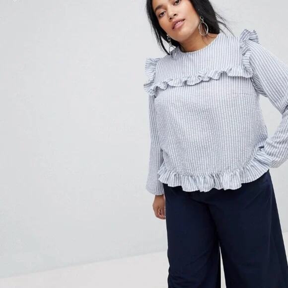 Lane Bryant & ASOS Lost In Pink Ruffle & Surplice Pullover Blouse Bundle Size 4X - Picture 2 of 9